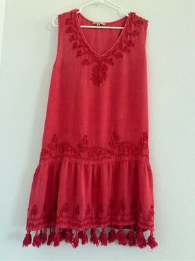 Anandas Collection Women's Tassel
Sleeveless Tank Dress Hippie Cottagecore
